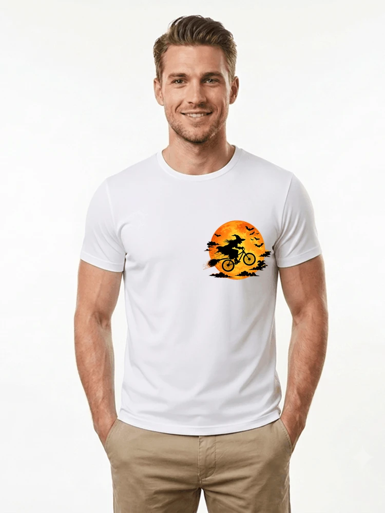 lustiges hexe fahrrad t shirt halloween vollmond biker shirt t shirt white