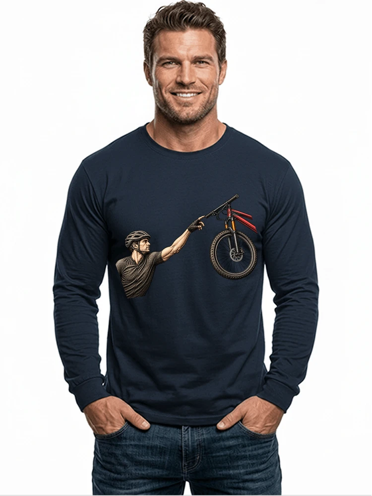 lustiges mountainbike parodiet shirt cooles mountainbike motiv fr biker langarmshirt navy