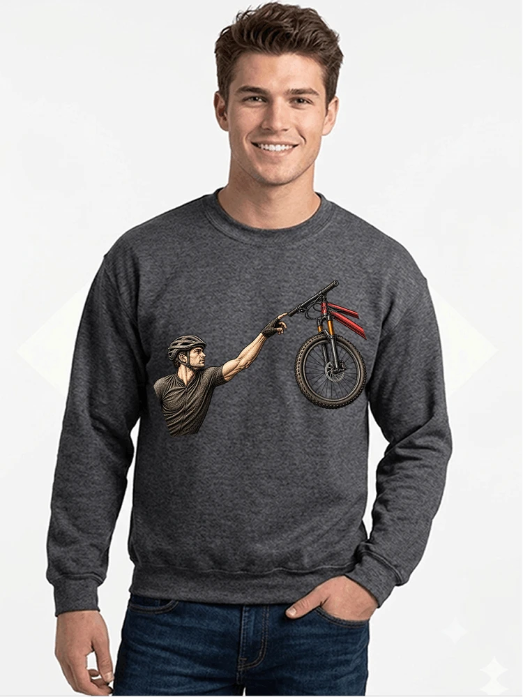 lustiges mountainbike parodiet shirt cooles mountainbike motiv fr biker sweatshirt mit rundhalsausschnitt anthracite melange