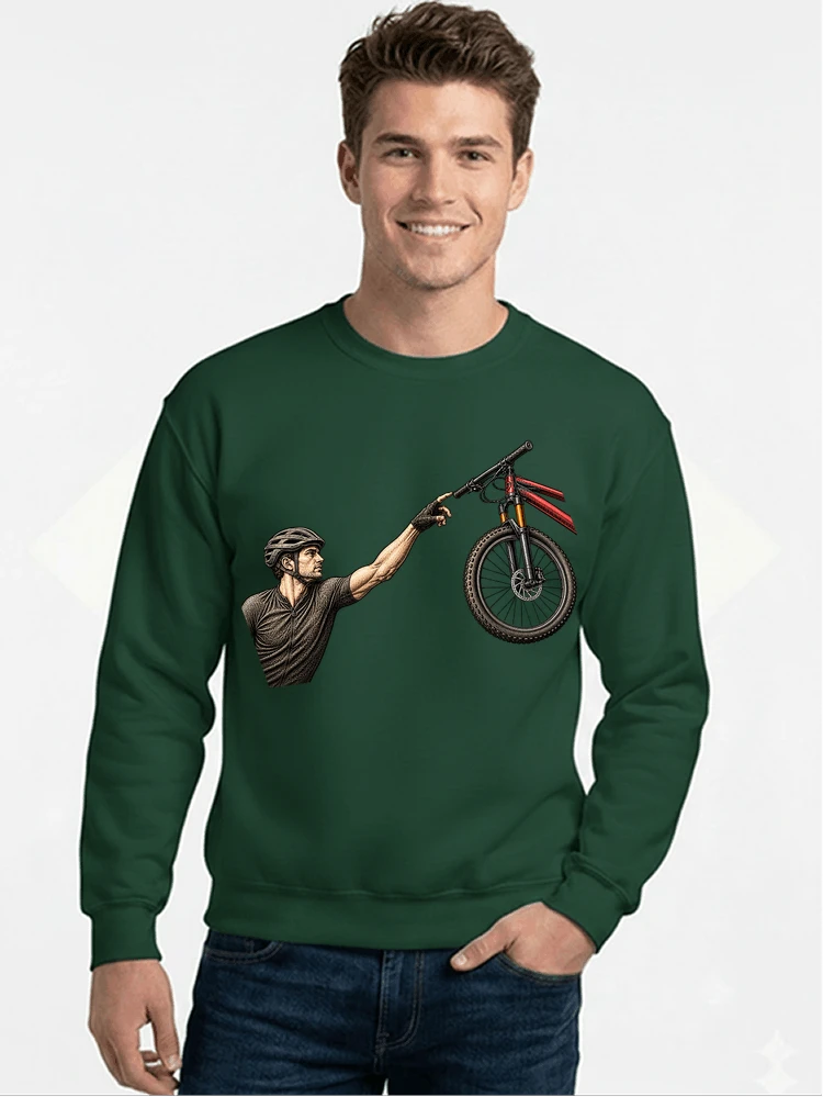 lustiges mountainbike parodiet shirt cooles mountainbike motiv fr biker sweatshirt mit rundhalsausschnitt forest green