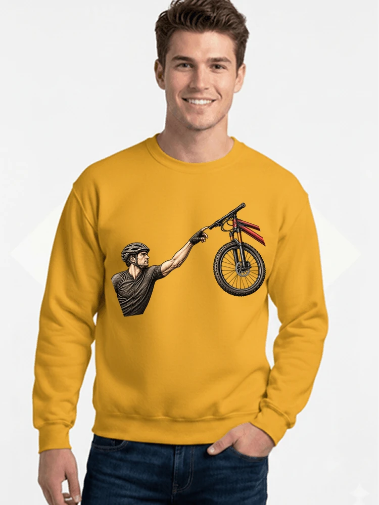 lustiges mountainbike parodiet shirt cooles mountainbike motiv fr biker sweatshirt mit rundhalsausschnitt gold