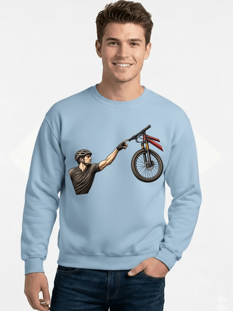 lustiges mountainbike parodiet shirt cooles mountainbike motiv fr biker sweatshirt mit rundhalsausschnitt light blue