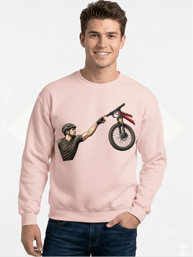 lustiges mountainbike parodiet shirt cooles mountainbike motiv fr biker sweatshirt mit rundhalsausschnitt light pink