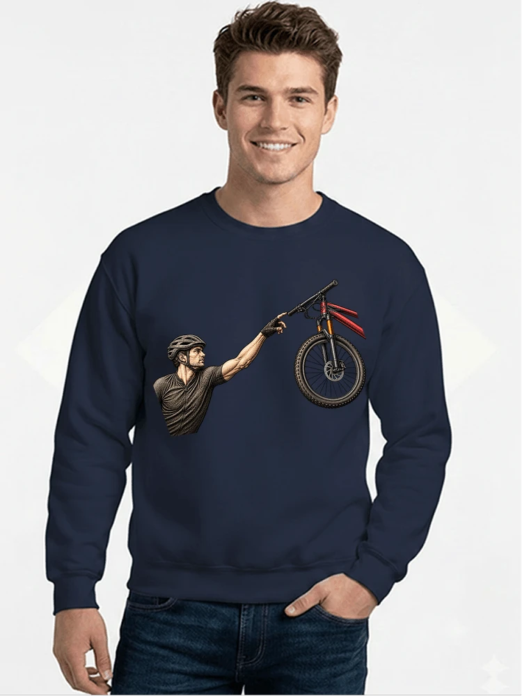 lustiges mountainbike parodiet shirt cooles mountainbike motiv fr biker sweatshirt mit rundhalsausschnitt navy