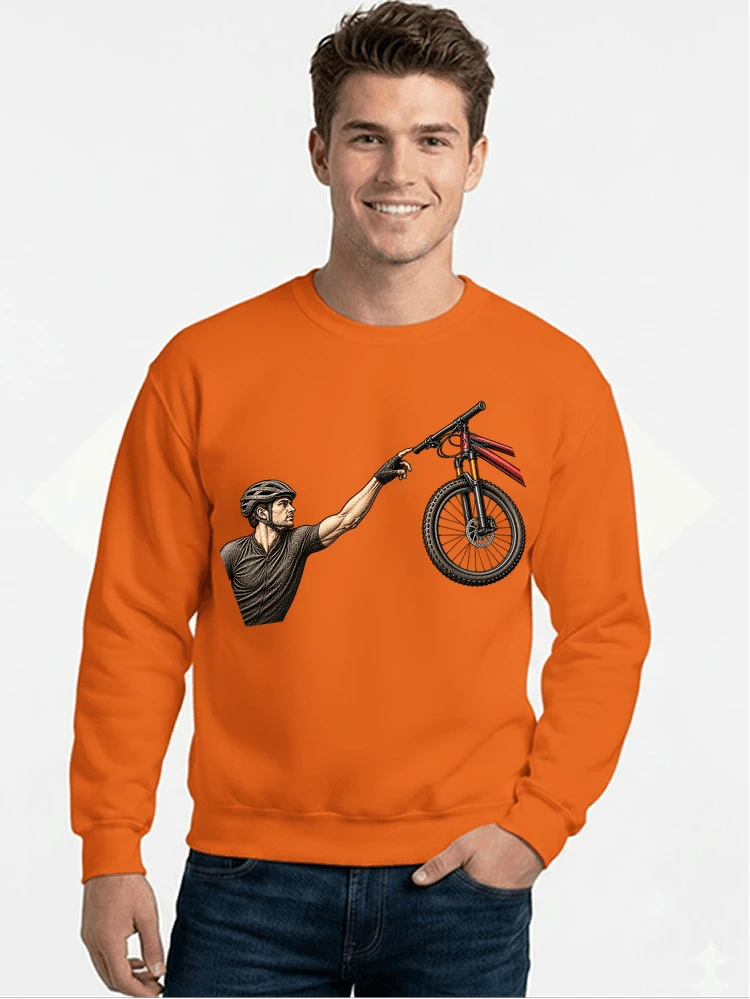 lustiges mountainbike parodiet shirt cooles mountainbike motiv fr biker sweatshirt mit rundhalsausschnitt orange