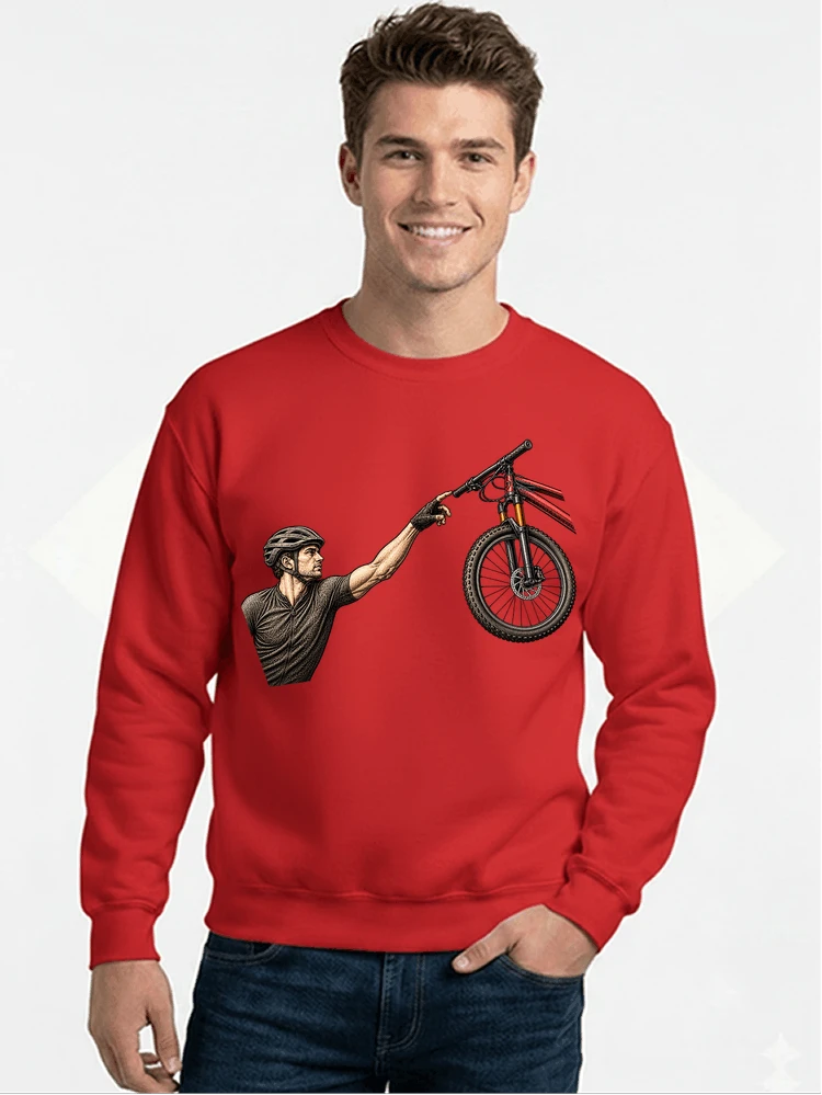 lustiges mountainbike parodiet shirt cooles mountainbike motiv fr biker sweatshirt mit rundhalsausschnitt red