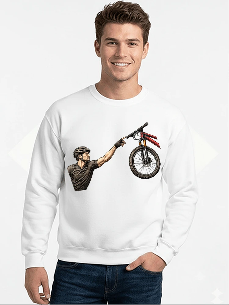 lustiges mountainbike parodiet shirt cooles mountainbike motiv fr biker sweatshirt mit rundhalsausschnitt white