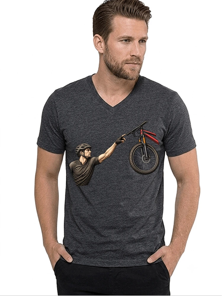 lustiges mountainbike parodiet shirt cooles mountainbike motiv fr biker t shirt mit v ausschnitt anthracite melange
