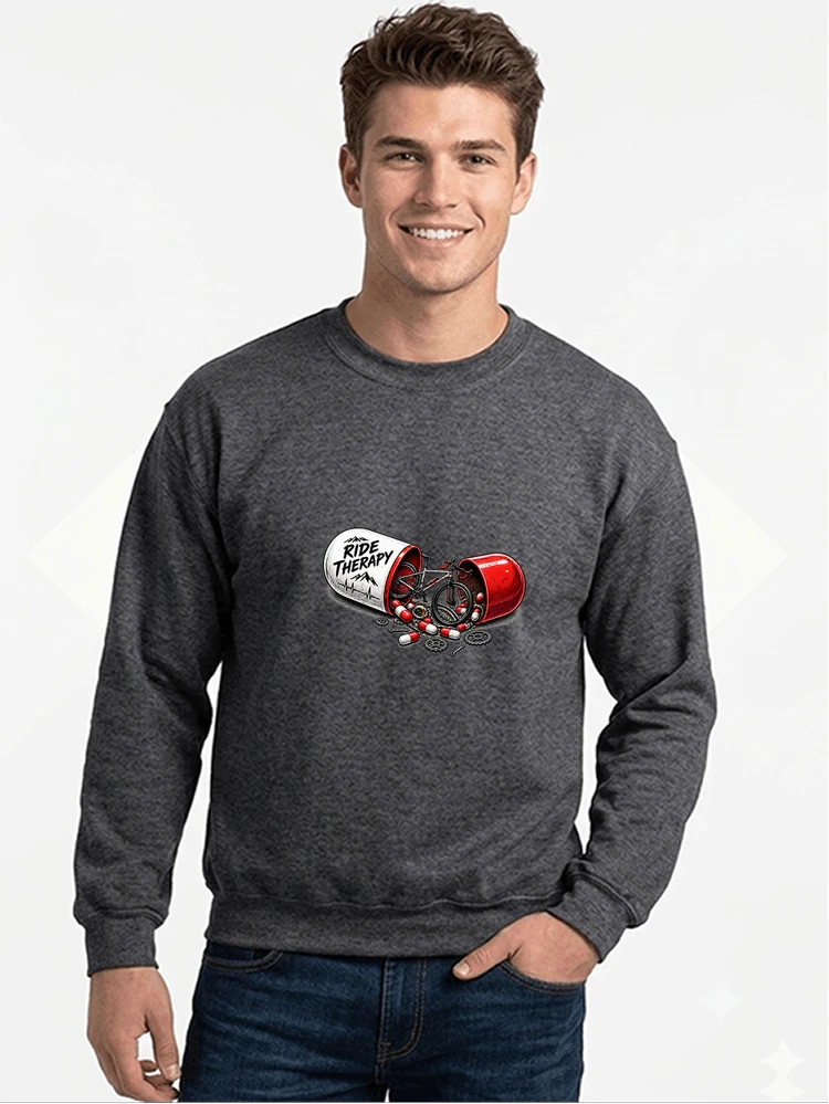 lustiges radsport geschenk herren damen sweatshirt mit rundhalsausschnitt anthracite melange