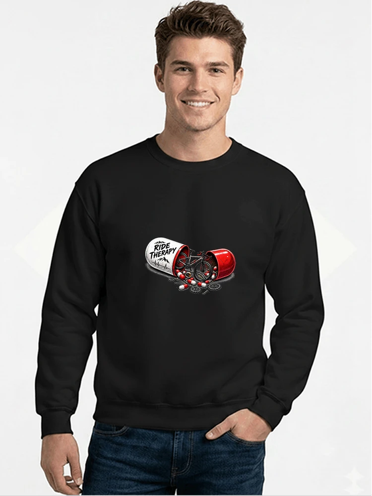 lustiges radsport geschenk herren damen sweatshirt mit rundhalsausschnitt black