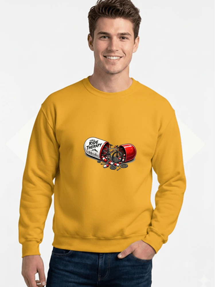 lustiges radsport geschenk herren damen sweatshirt mit rundhalsausschnitt gold