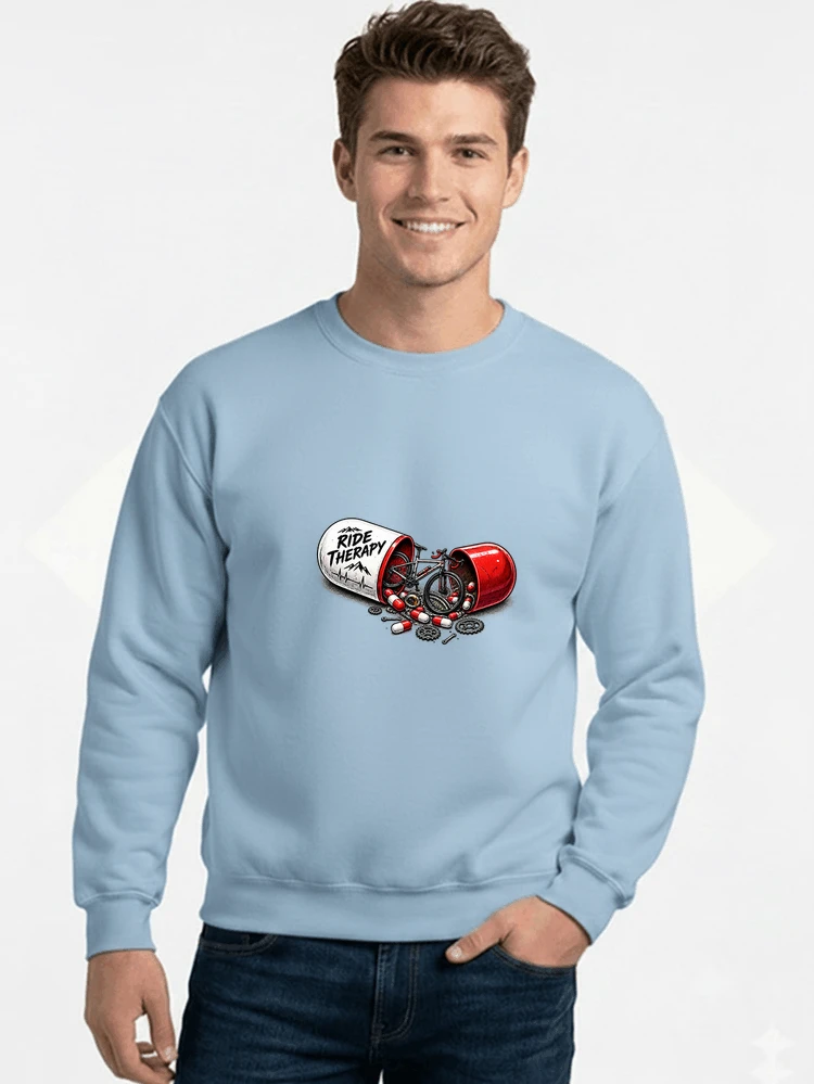 lustiges radsport geschenk herren damen sweatshirt mit rundhalsausschnitt light blue