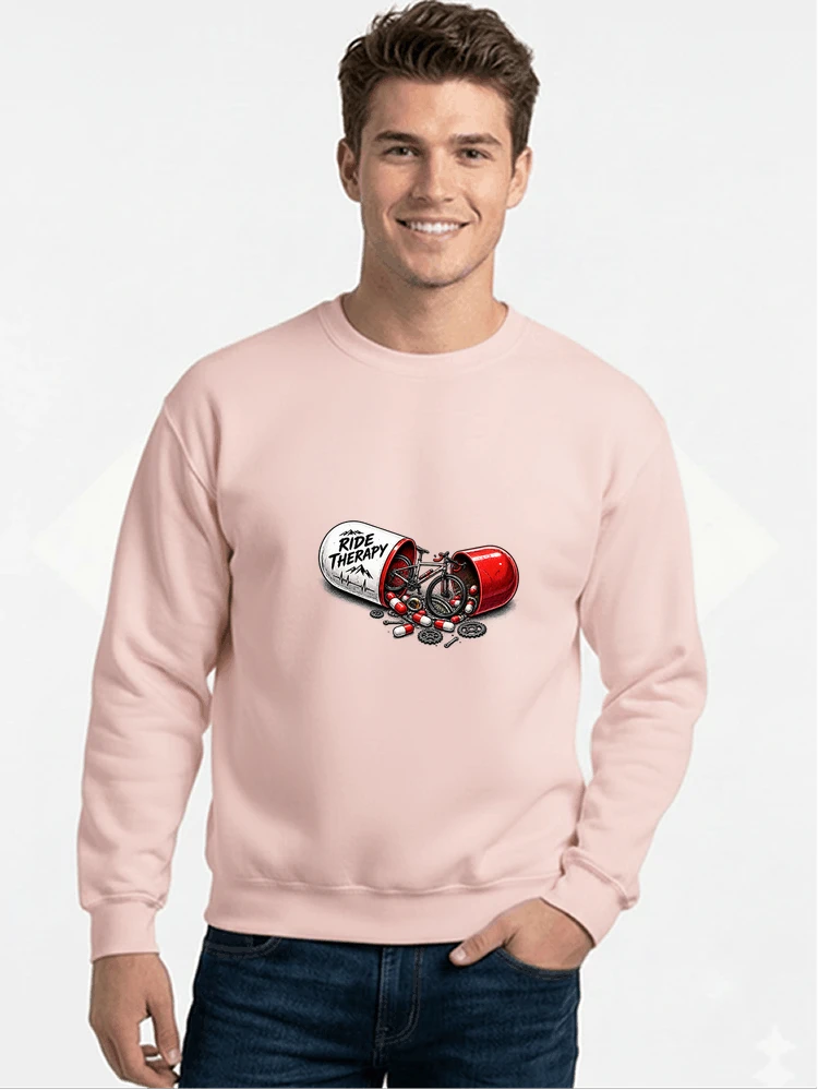 lustiges radsport geschenk herren damen sweatshirt mit rundhalsausschnitt light pink