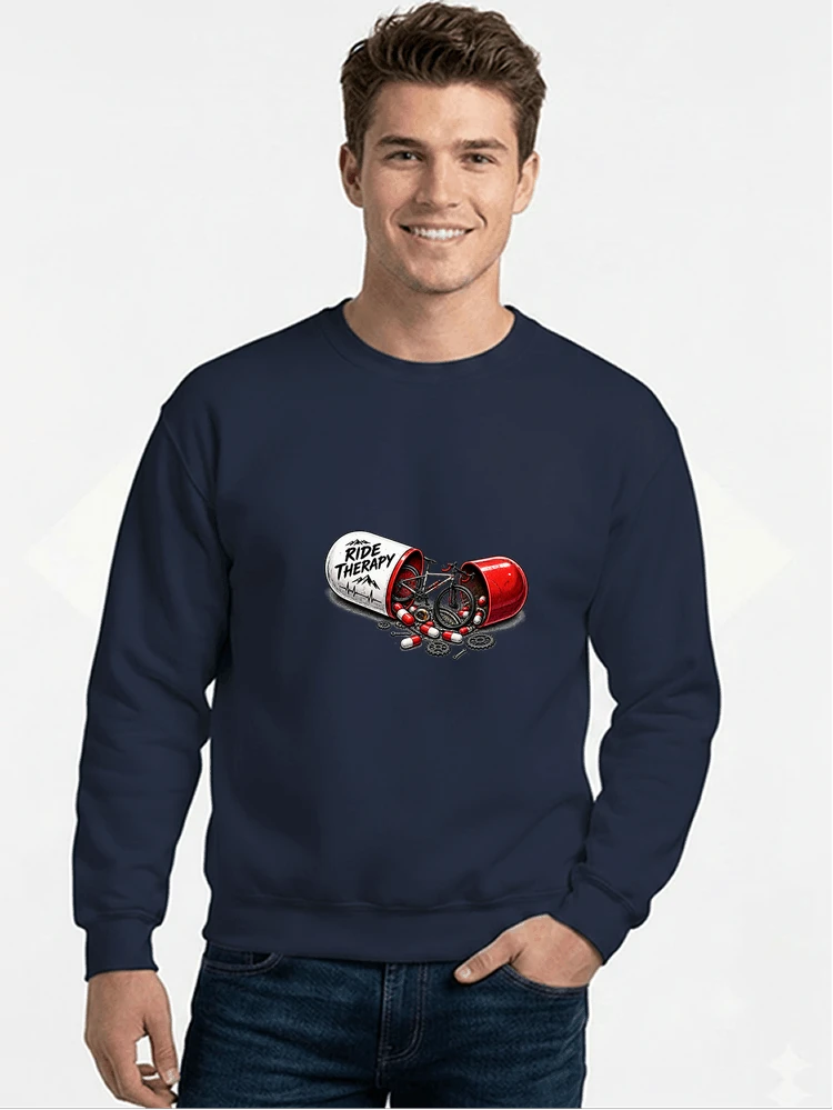 lustiges radsport geschenk herren damen sweatshirt mit rundhalsausschnitt navy
