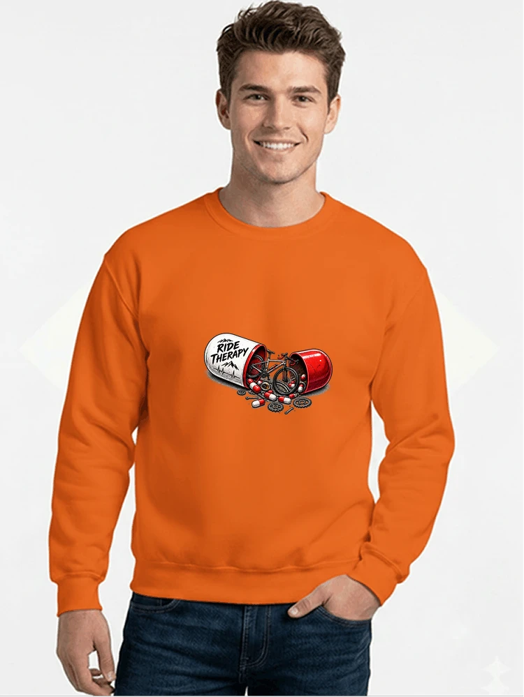 lustiges radsport geschenk herren damen sweatshirt mit rundhalsausschnitt orange