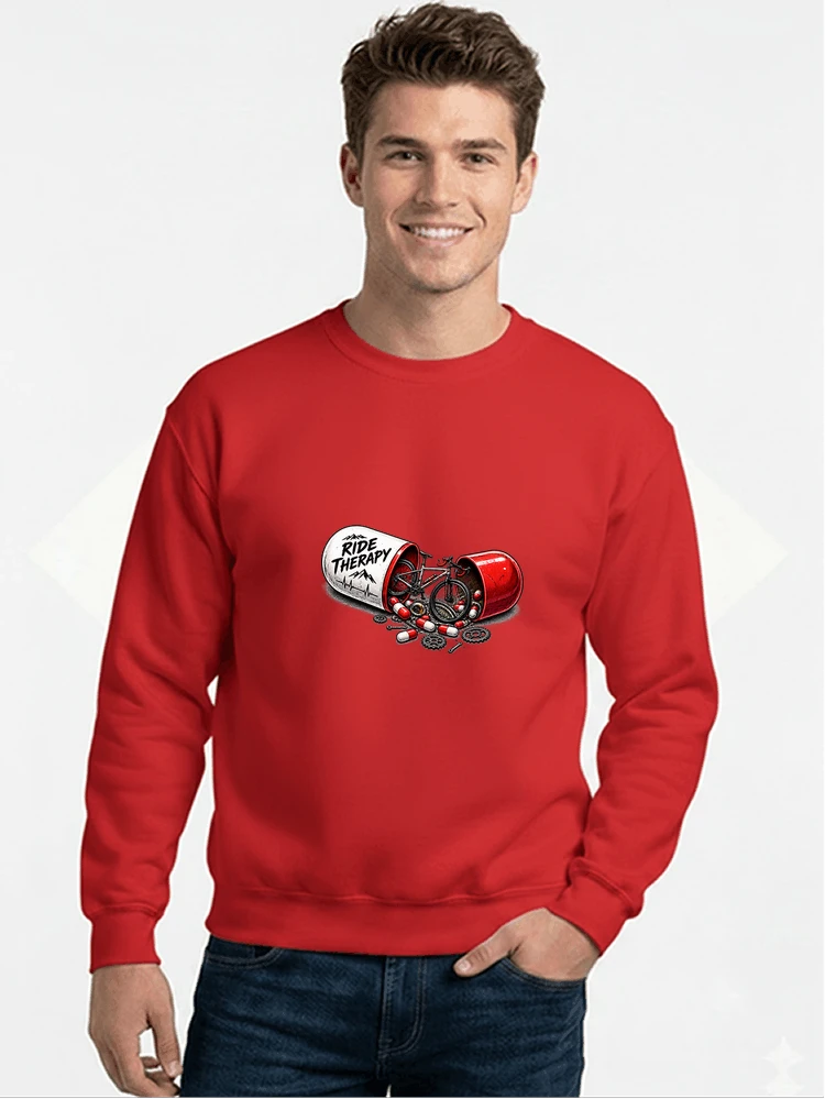lustiges radsport geschenk herren damen sweatshirt mit rundhalsausschnitt red