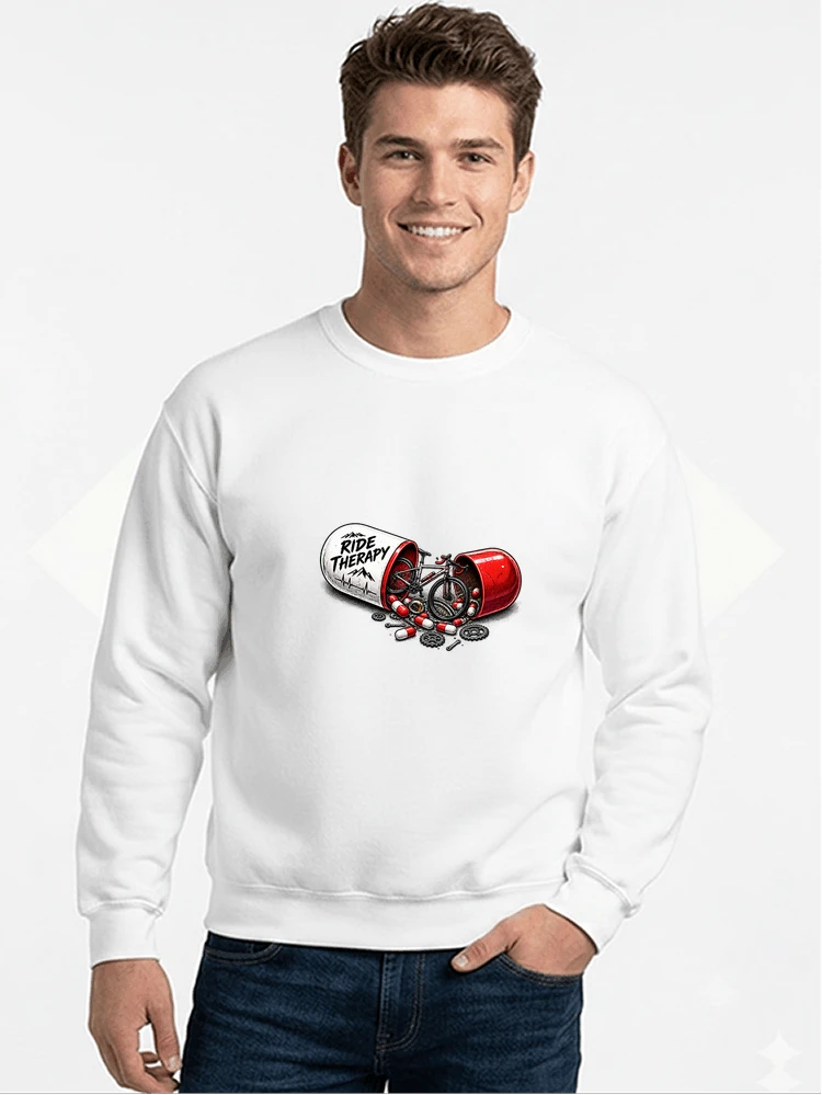 lustiges radsport geschenk herren damen sweatshirt mit rundhalsausschnitt white