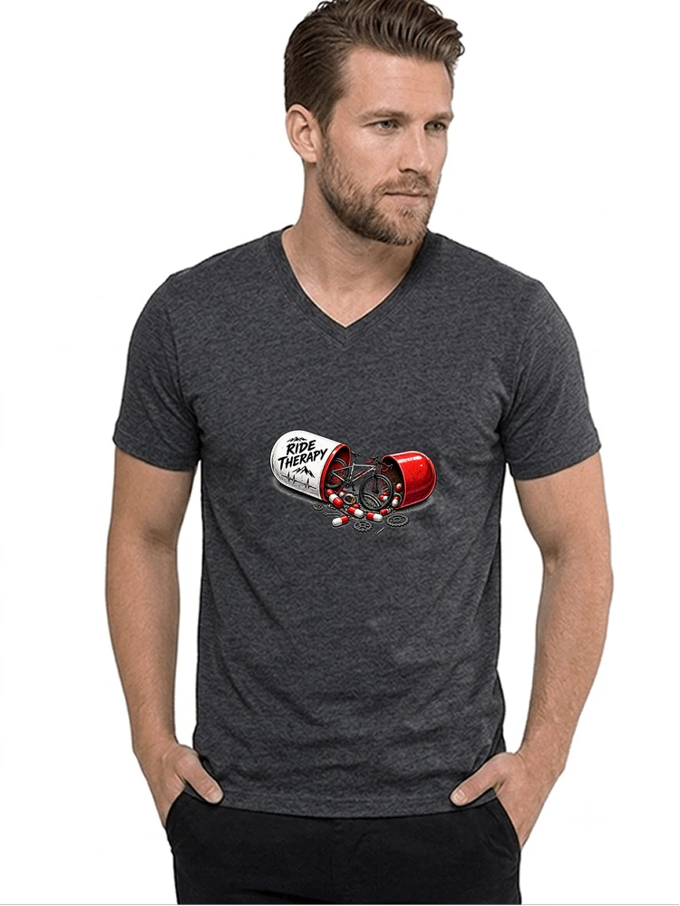 lustiges radsport geschenk herren damen t shirt mit v ausschnitt anthracite melange