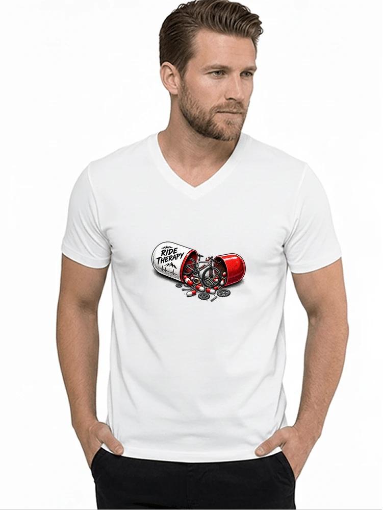 lustiges radsport geschenk herren damen t shirt mit v ausschnitt white