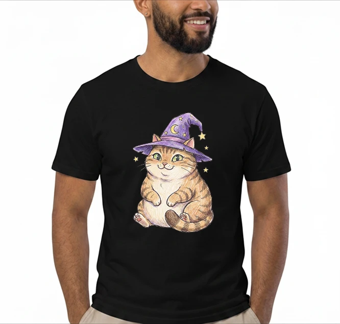 Magisches Katzen T-Shirt Süßer Zauberer Katze Aufdruck Perfekt für Katzenliebhaber