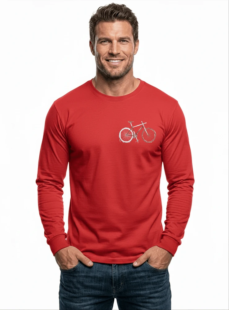 minimalist bike design fahrrad t shirt rennrad gravel mtb radfahrer shirt geschenk fr fahrradfahrer cycling sport outdoor freizeit langarmshirt red