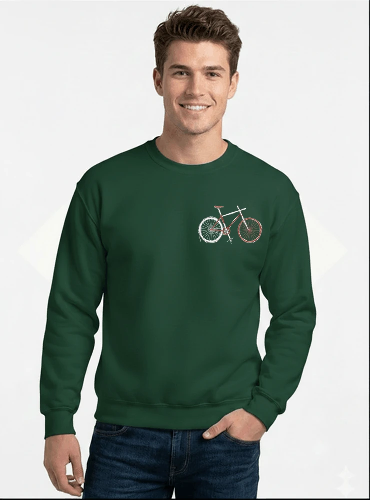 minimalist bike design fahrrad t shirt rennrad gravel mtb radfahrer shirt geschenk fr fahrradfahrer cycling sport outdoor freizeit sweatshirt mit rundhalsausschnitt forest green