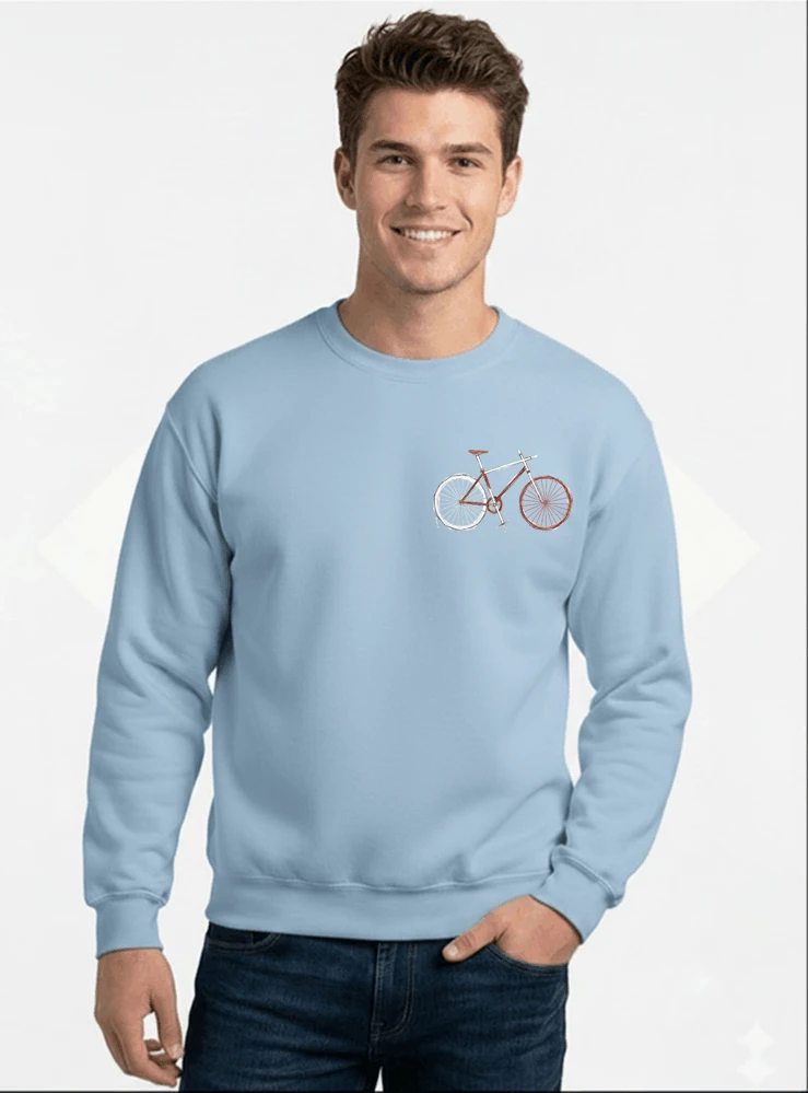 minimalist bike design fahrrad t shirt rennrad gravel mtb radfahrer shirt geschenk fr fahrradfahrer cycling sport outdoor freizeit sweatshirt mit rundhalsausschnitt light blue