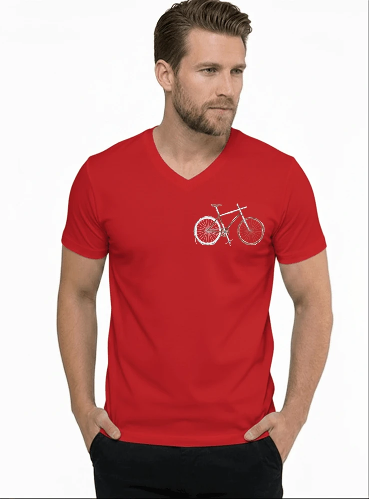 minimalist bike design fahrrad t shirt rennrad gravel mtb radfahrer shirt geschenk fr fahrradfahrer cycling sport outdoor freizeit t shirt mit v ausschnitt red