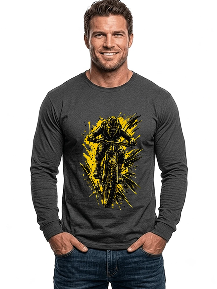 mountainbike grafik t shirt cooles mountainbike design shirt langarmshirt anthracite melange