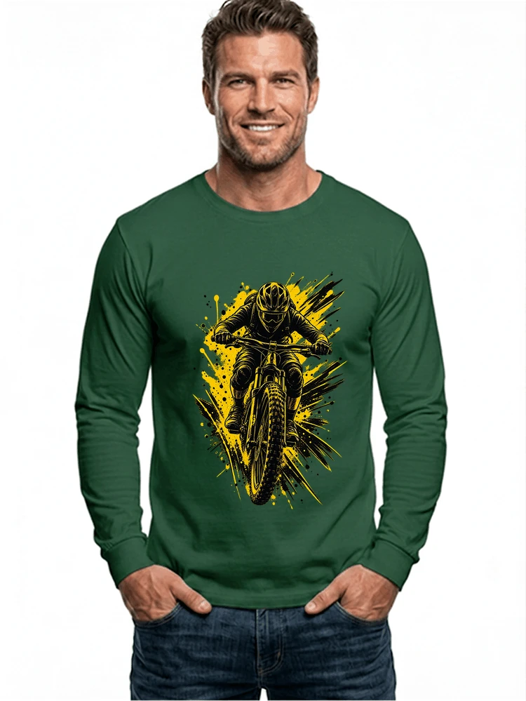mountainbike grafik t shirt cooles mountainbike design shirt langarmshirt forest green