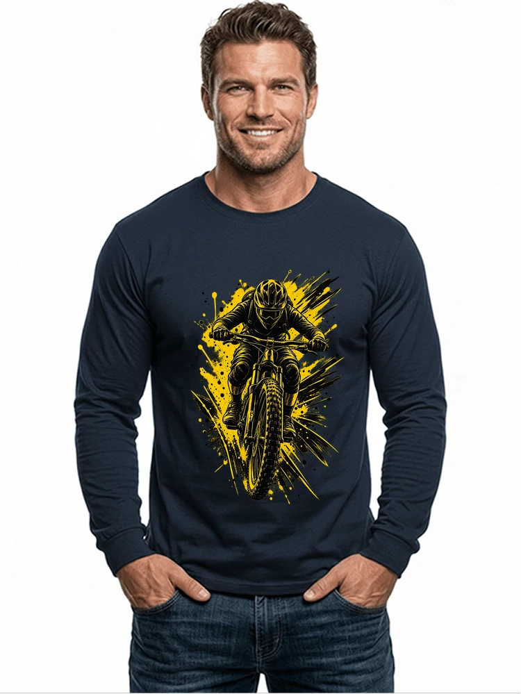 mountainbike grafik t shirt cooles mountainbike design shirt langarmshirt navy