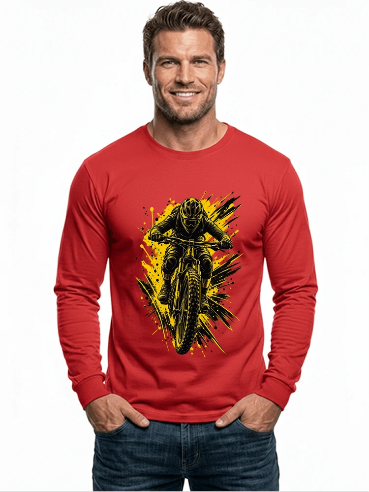 mountainbike grafik t shirt cooles mountainbike design shirt langarmshirt red