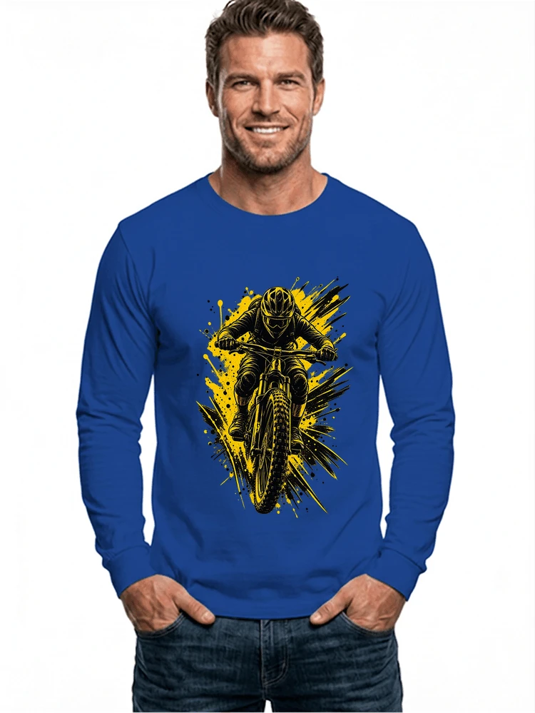 mountainbike grafik t shirt cooles mountainbike design shirt langarmshirt royal blue