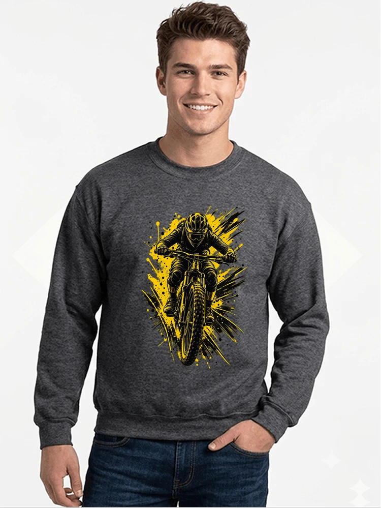 mountainbike grafik t shirt cooles mountainbike design shirt sweatshirt mit rundhalsausschnitt anthracite melange