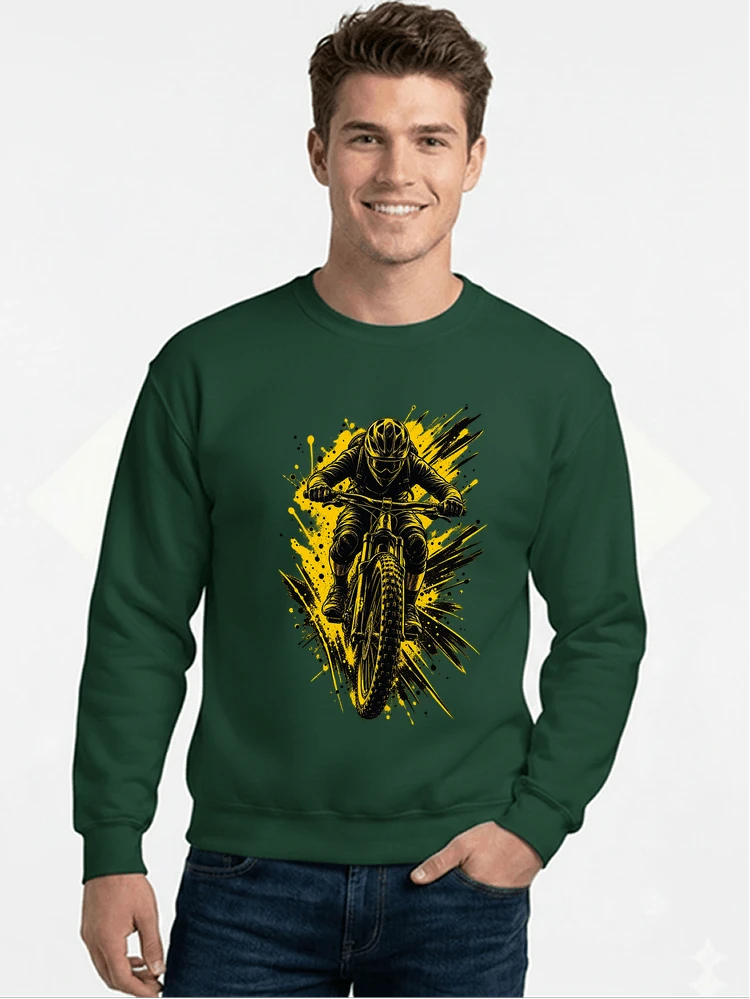 mountainbike grafik t shirt cooles mountainbike design shirt sweatshirt mit rundhalsausschnitt forest green
