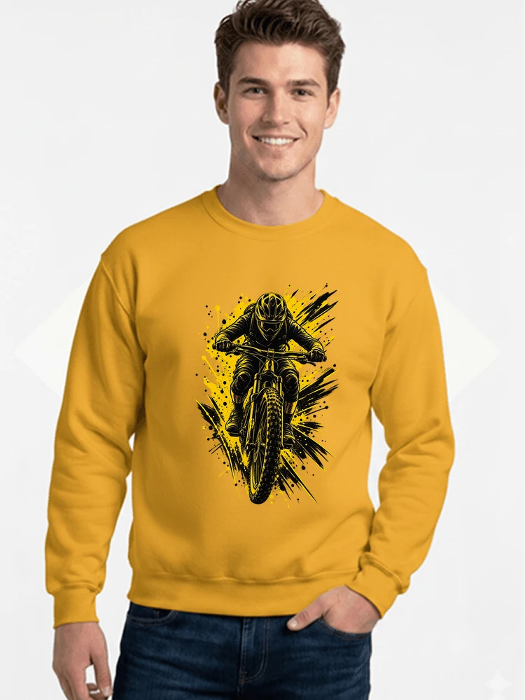 mountainbike grafik t shirt cooles mountainbike design shirt sweatshirt mit rundhalsausschnitt gold