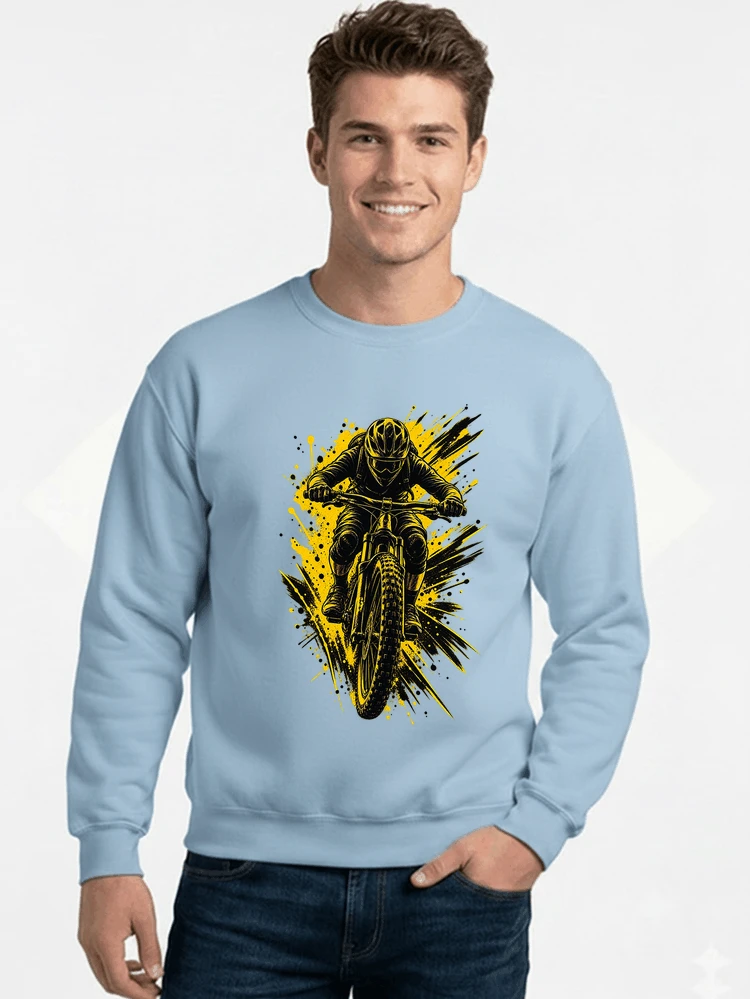 mountainbike grafik t shirt cooles mountainbike design shirt sweatshirt mit rundhalsausschnitt light blue
