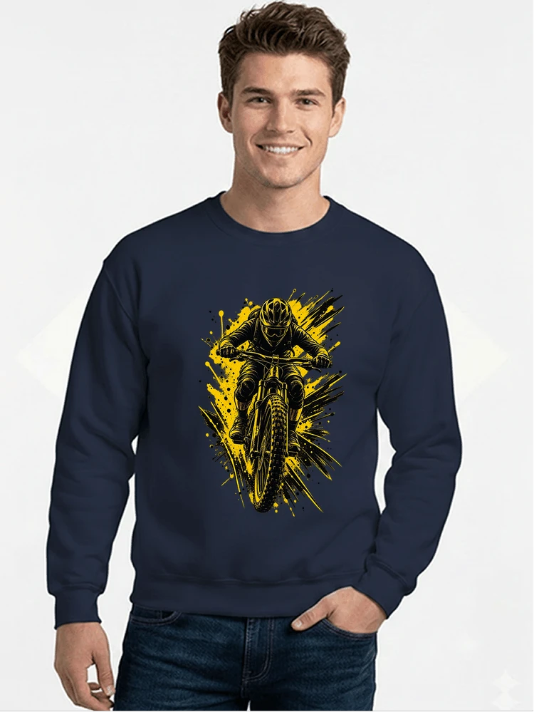mountainbike grafik t shirt cooles mountainbike design shirt sweatshirt mit rundhalsausschnitt navy