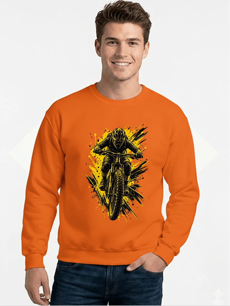 mountainbike grafik t shirt cooles mountainbike design shirt sweatshirt mit rundhalsausschnitt orange