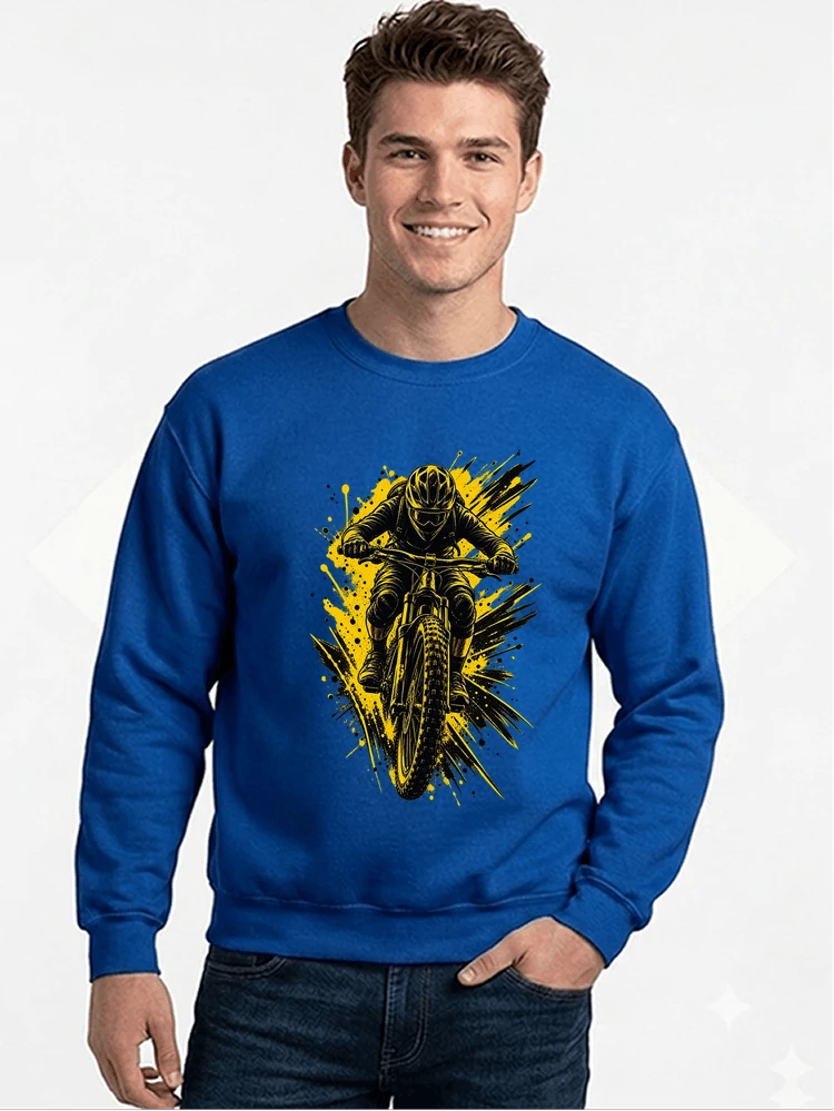 mountainbike grafik t shirt cooles mountainbike design shirt sweatshirt mit rundhalsausschnitt royal blue