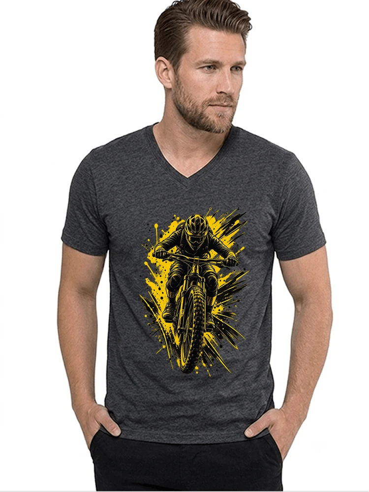 mountainbike grafik t shirt cooles mountainbike design shirt t shirt mit v ausschnitt anthracite melange