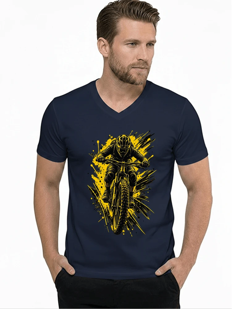 mountainbike grafik t shirt cooles mountainbike design shirt t shirt mit v ausschnitt navy