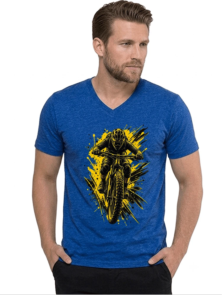 mountainbike grafik t shirt cooles mountainbike design shirt t shirt mit v ausschnitt royal blue