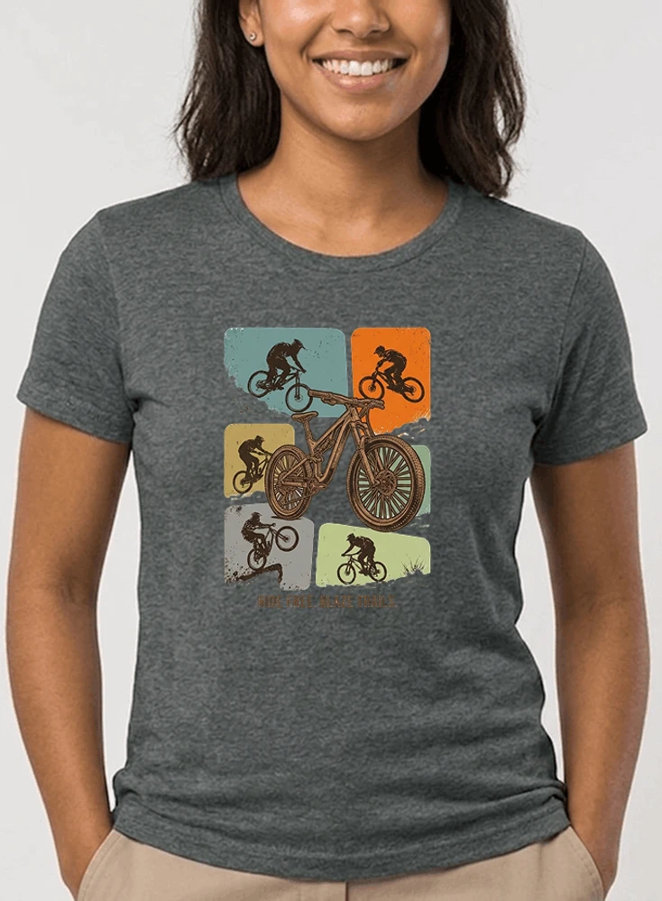 mountainbike t shirt retro mtb fahrrad shirt cooles geschenk fr mountainbiker radfahrer unisex shirt damen t shirt anthracite melange