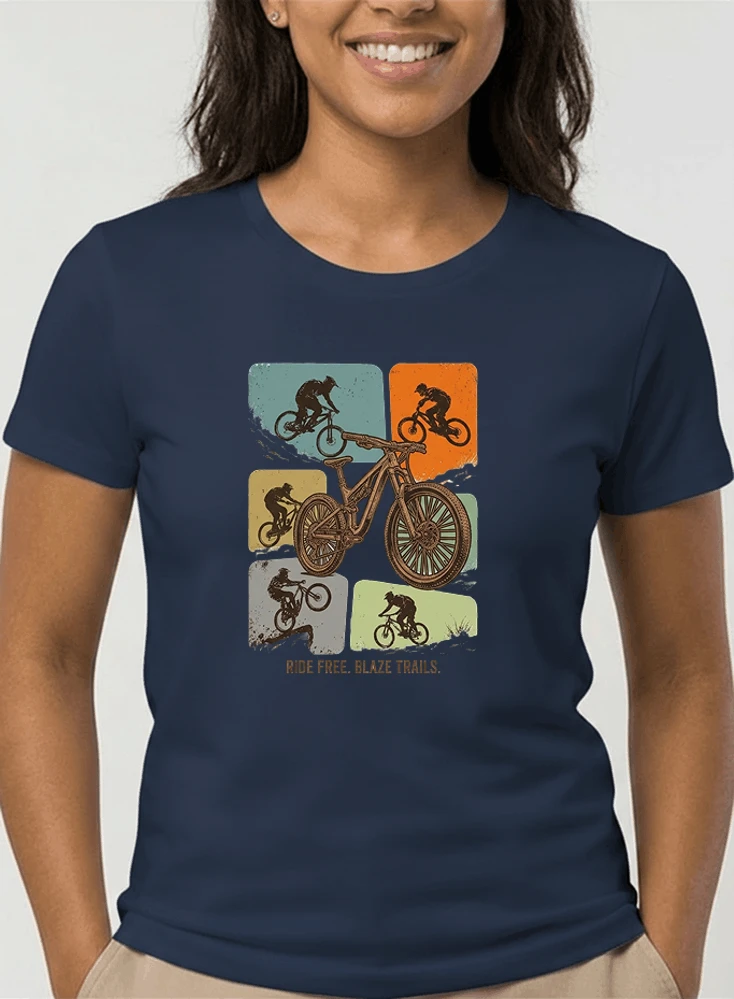 mountainbike t shirt retro mtb fahrrad shirt cooles geschenk fr mountainbiker radfahrer unisex shirt damen t shirt navy