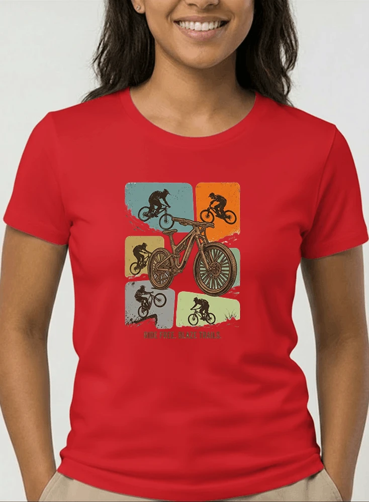 mountainbike t shirt retro mtb fahrrad shirt cooles geschenk fr mountainbiker radfahrer unisex shirt damen t shirt red