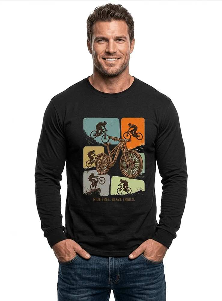 mountainbike t shirt retro mtb fahrrad shirt cooles geschenk fr mountainbiker radfahrer unisex shirt langarmshirt black