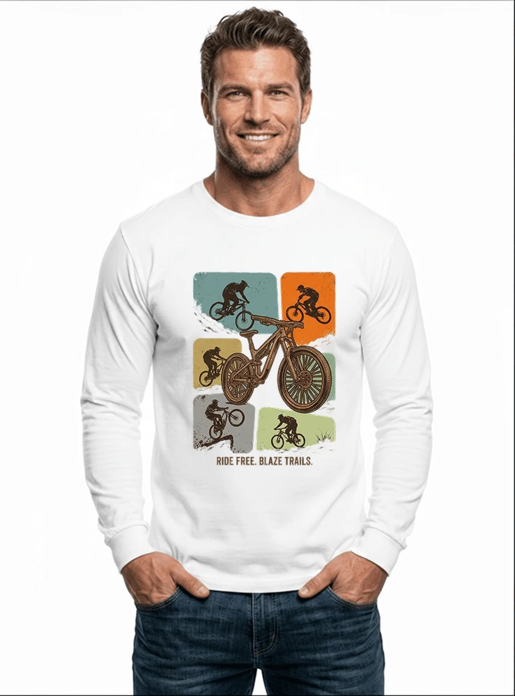 mountainbike t shirt retro mtb fahrrad shirt cooles geschenk fr mountainbiker radfahrer unisex shirt langarmshirt white