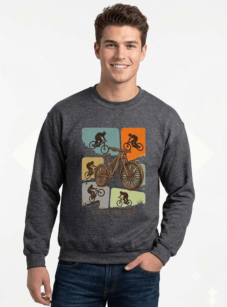 mountainbike t shirt retro mtb fahrrad shirt cooles geschenk fr mountainbiker radfahrer unisex shirt sweatshirt mit rundhalsausschnitt anthracite melange