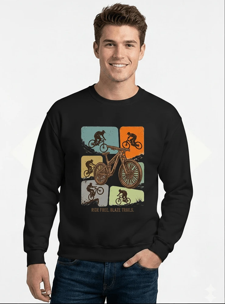 mountainbike t shirt retro mtb fahrrad shirt cooles geschenk fr mountainbiker radfahrer unisex shirt sweatshirt mit rundhalsausschnitt black